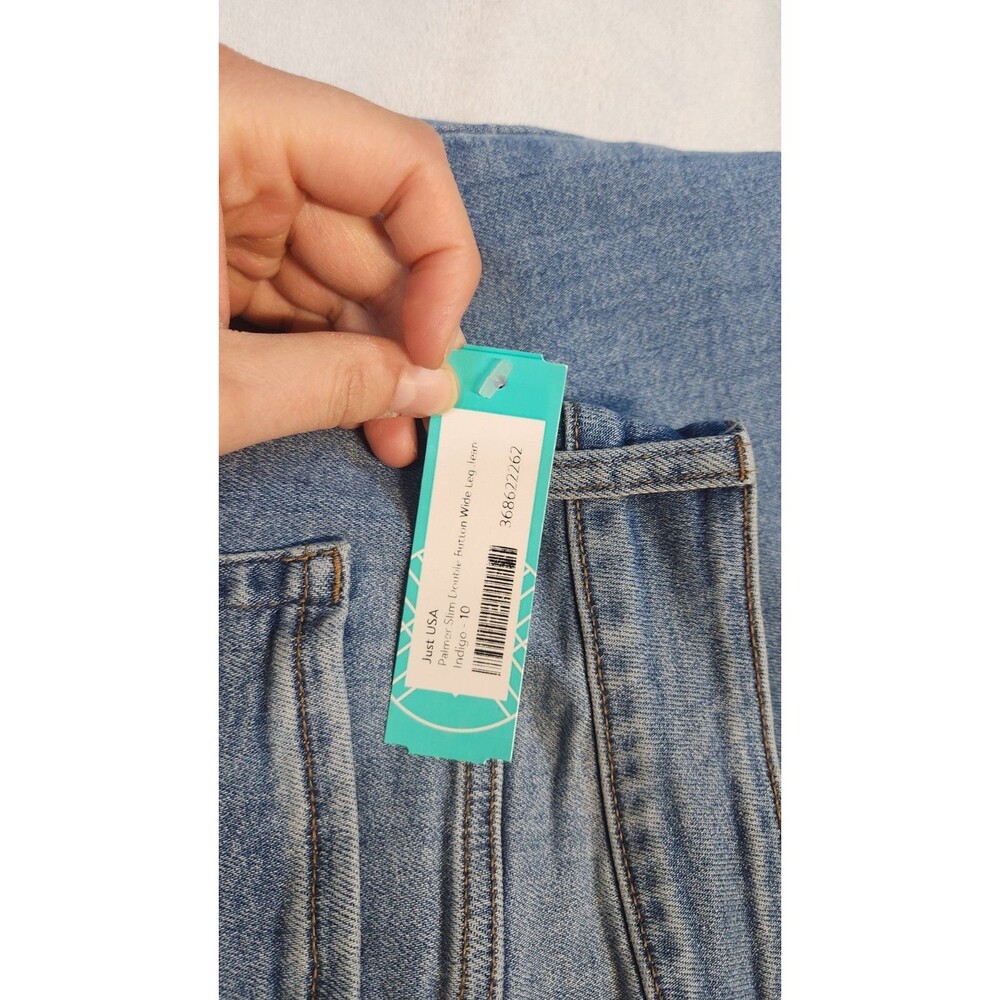 Just USA Womens Indigo Blue 30/10 Palmers Slim Double Button Wide Leg Jeans NWT - Picture 12 of 15